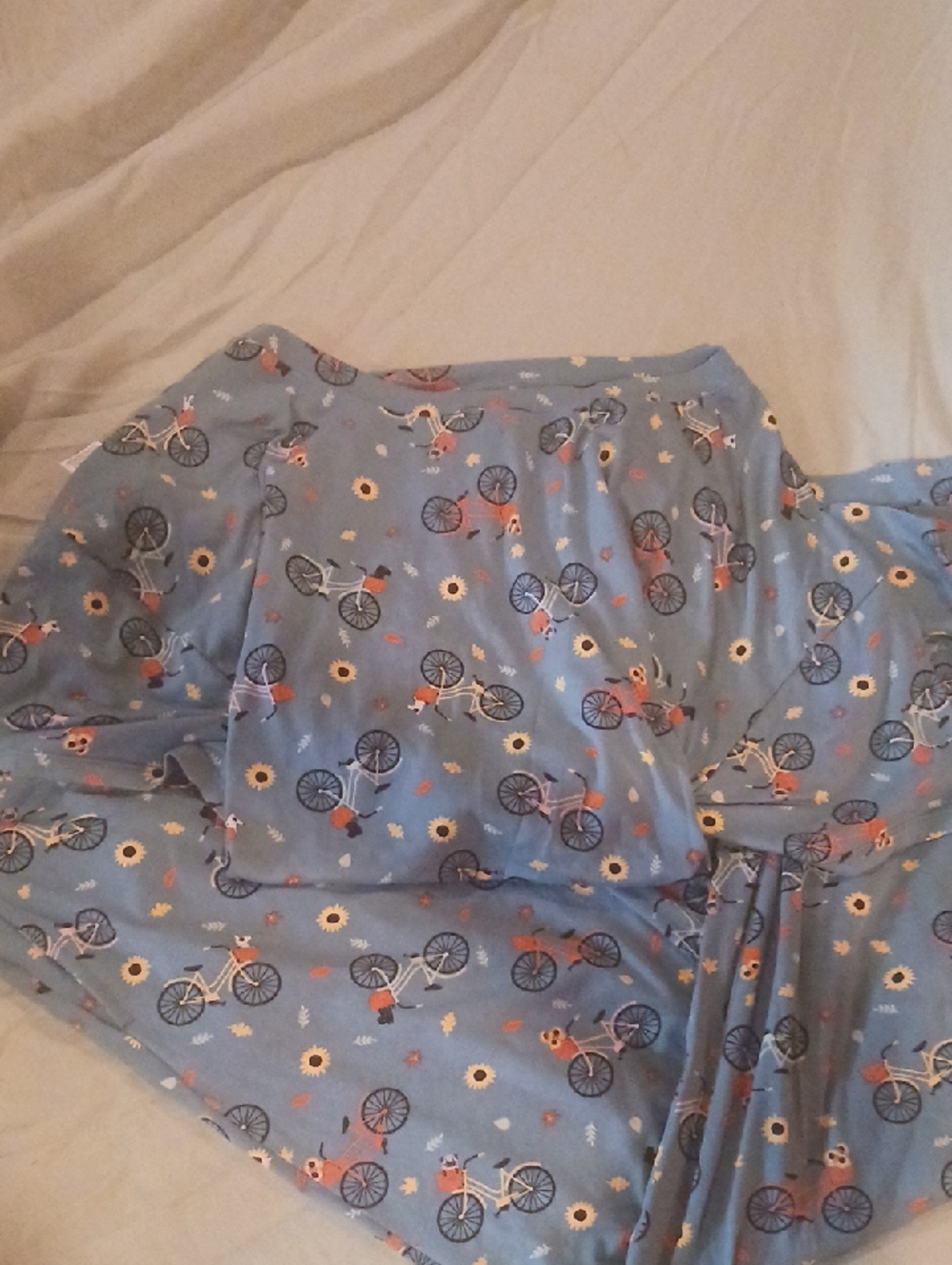 Light Blue Bicycle & Sunflower Kids Pajama Set